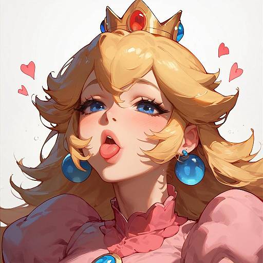 Princess Peach Blowing Kiss Portrait