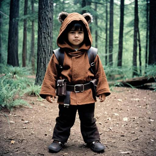 Child in Ewok Costume Standing in Forest