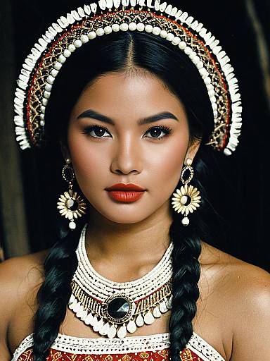 Realistic Philippine Ethnic Costume Portrait