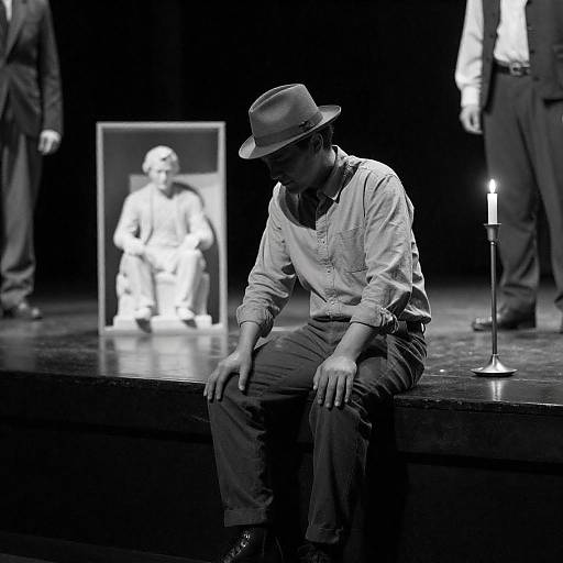 Mysterious Stage Scene in Black and White