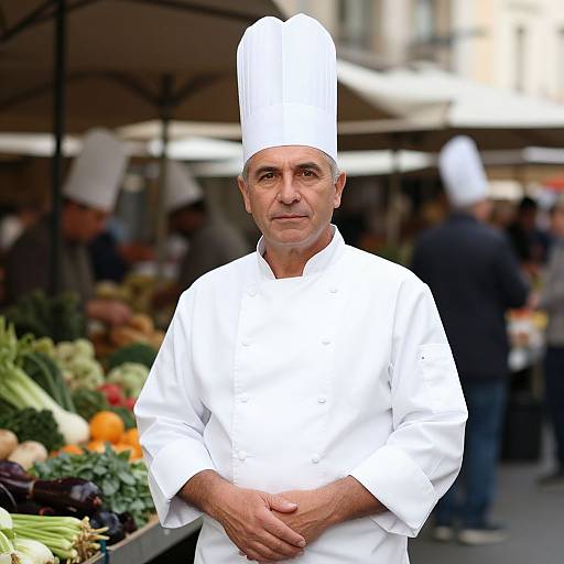 Distinguished Chef in Outdoor Market