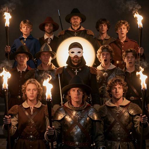 Dramatic Historical Gathering with Torches