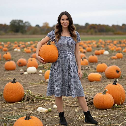 Woman in Pumpkin Patch Dress