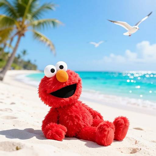 Elmo Relaxing on Tropical Beach
