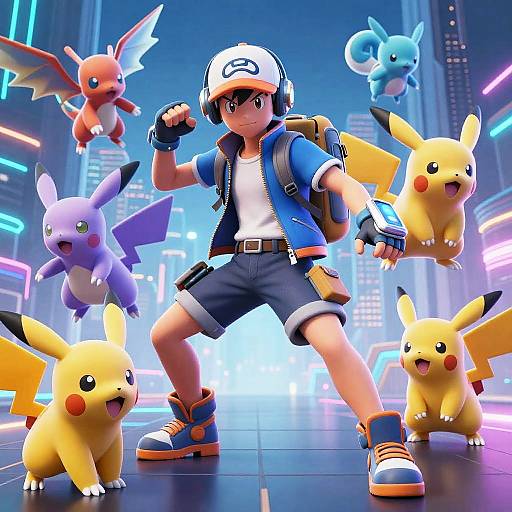 Futuristic AI Pokemon Trainer Concept Art