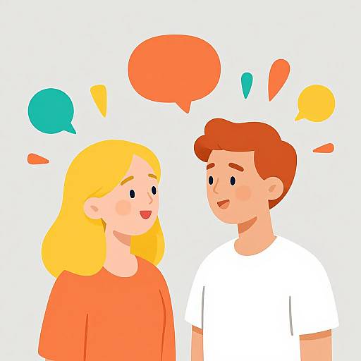 Playful Cartoon Couple Interaction