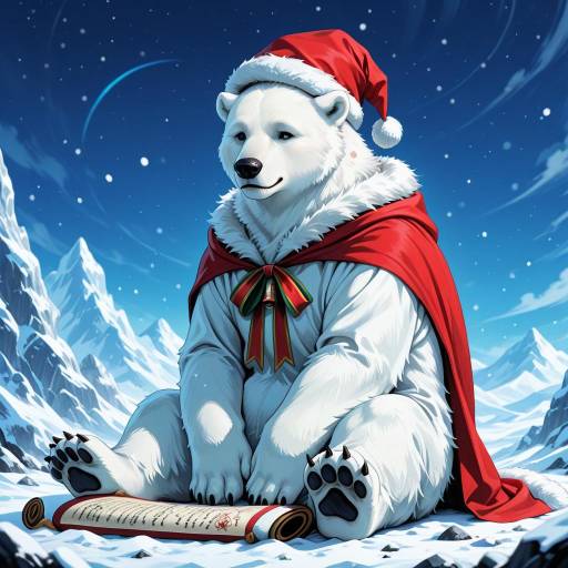 Adorable Polar Bear Santa Character Adorable Polar Bear Santa Character