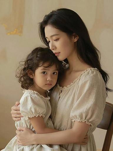 Tender Mother-Daughter Golden Hour Embrace