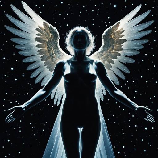 Celestial Angelic Figure with Wings in Cosmic Space