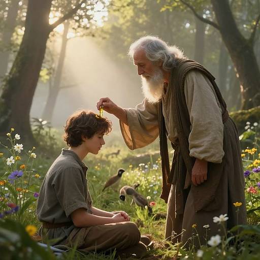 Serene Forest Anointing Ritual at Dawn