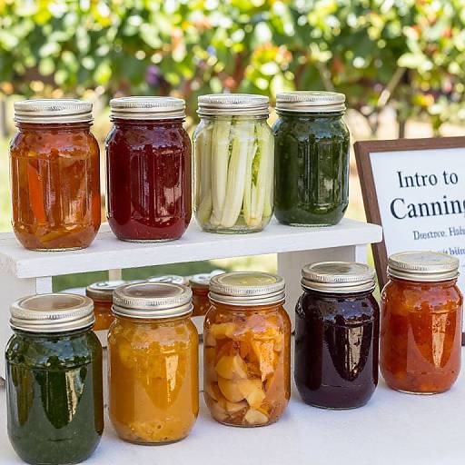 Ball Jars with Vegetables and Jams Display