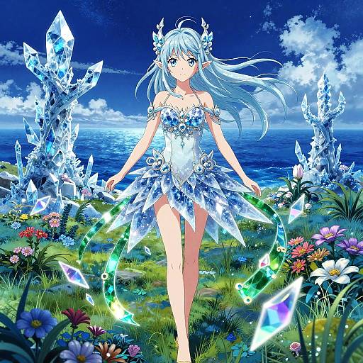 Fantasy Crystal Elf in a Frozen World