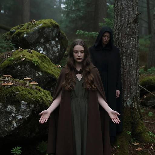 Mystical Encounter in a Dark Forest