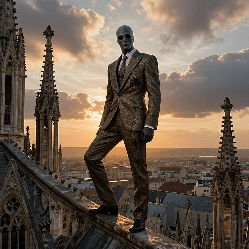Spider-Man on Gothic Cathedral Rooftop