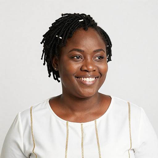 Smiling Black Woman Portrait on White Background