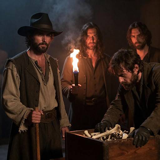 Gritty Scene of Four Rugged Men