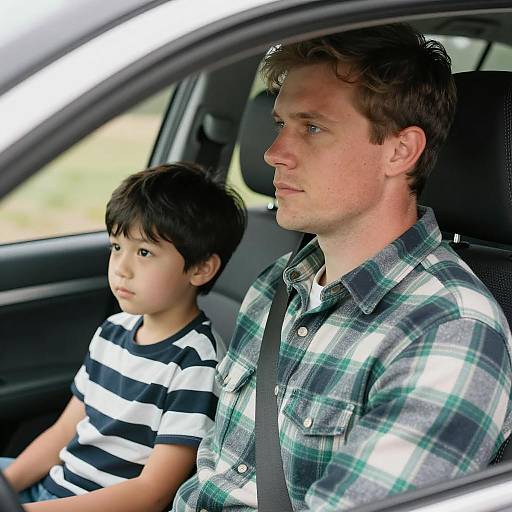 Father and Son in Car Photography