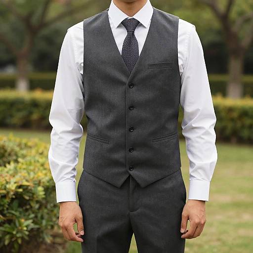 Man in Formal Vest and Suit
