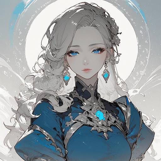 Abstract Female Lineart in Blue