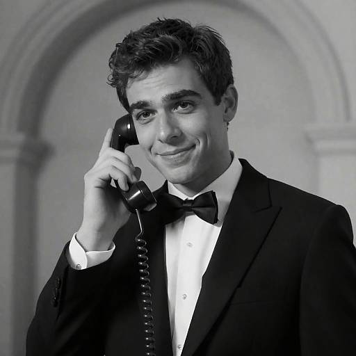 Elegant Young Man in Vintage Tuxedo