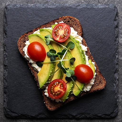 Top-Down Avocado and Tomato Sandwich