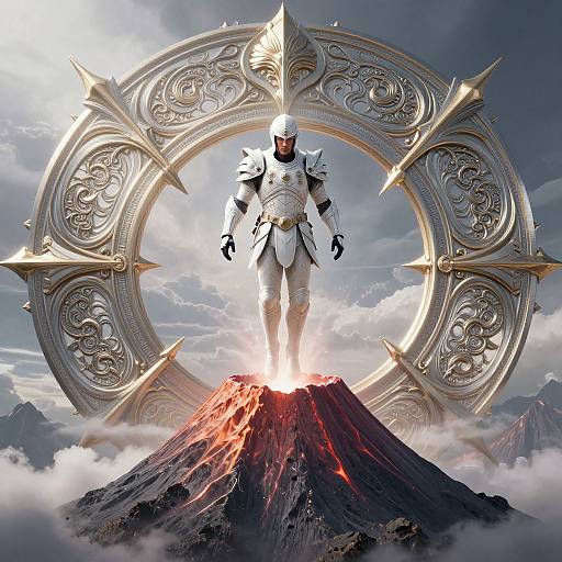 Symmetric White Armor Warrior Flying