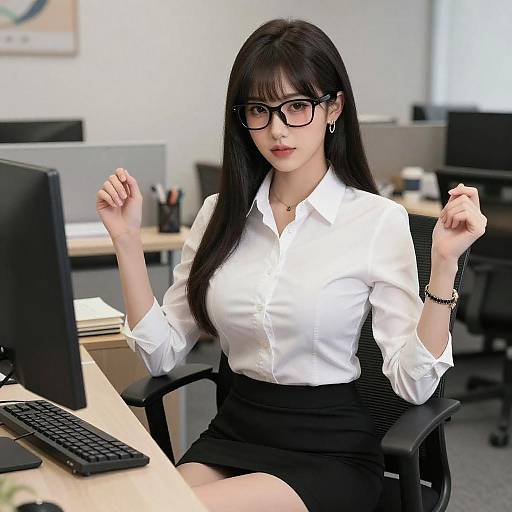 Realistic Office Lady, Busty Portrait