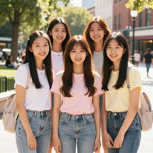 Cute Teens in Pastel Urban Park