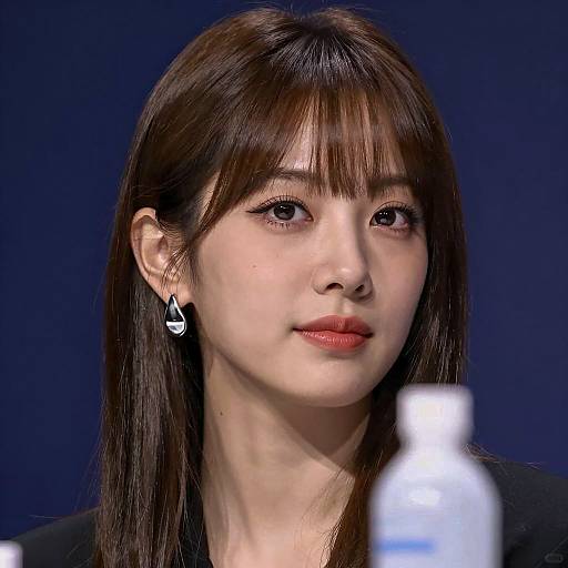 Portrait of Woman with Brown Hair and Teardrop Earring