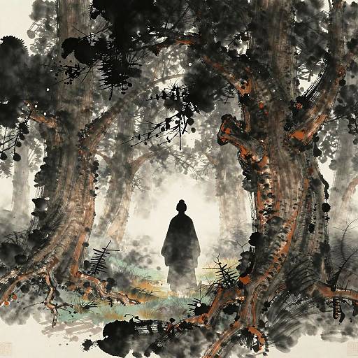 Ancient Tree Spirit in Misty Forest