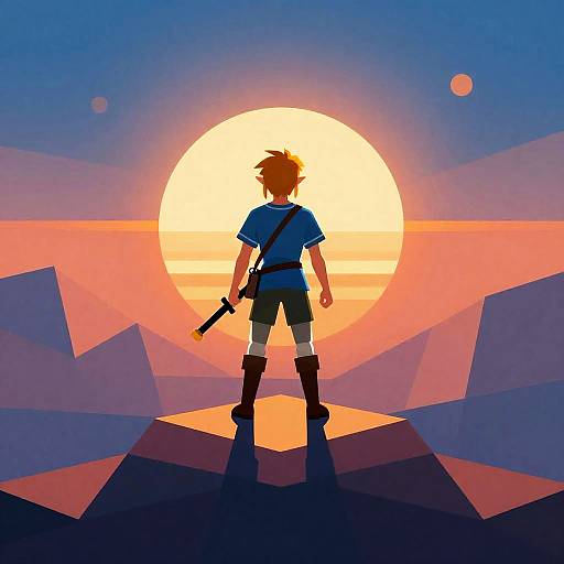 Vibrant Triadic Geometric Fantasy Hero