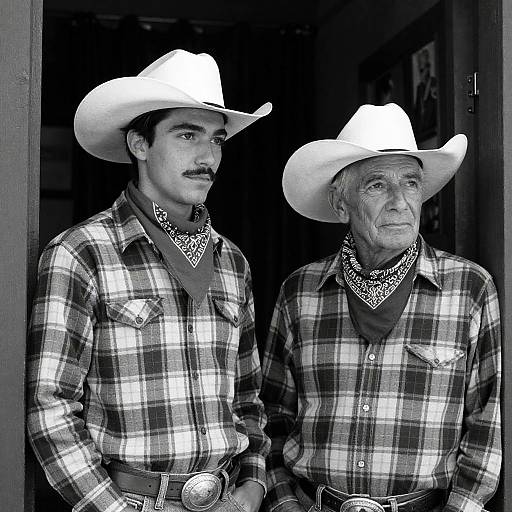 Cowboys in Doorway: A Vintage Portrait