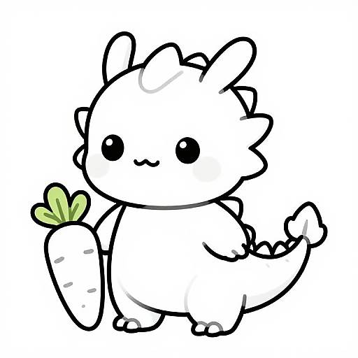 Kawaii Baby Dragon with Carrot