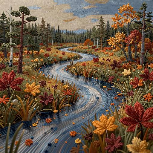 Autumn Marshland Digital Tapestry
