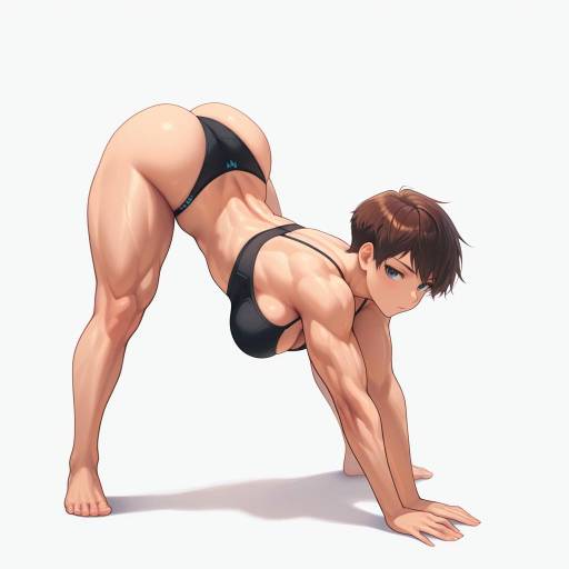 Muscular Woman in Yoga Pose on White Background Muscular Woman in Yoga Pose on White Background