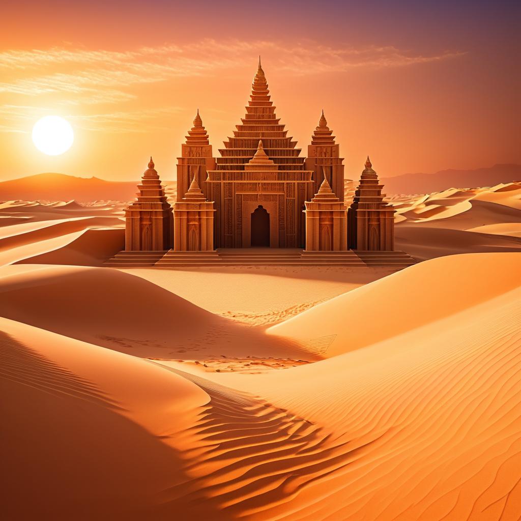 Mystical Ancient Temple in Desert Dunes