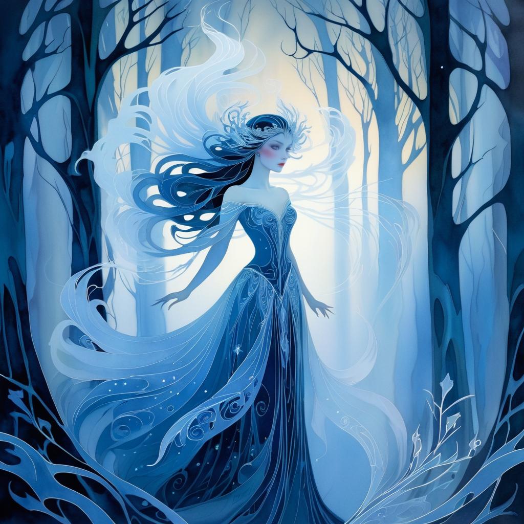 Enchanting Frost Fae in Ethereal Mist