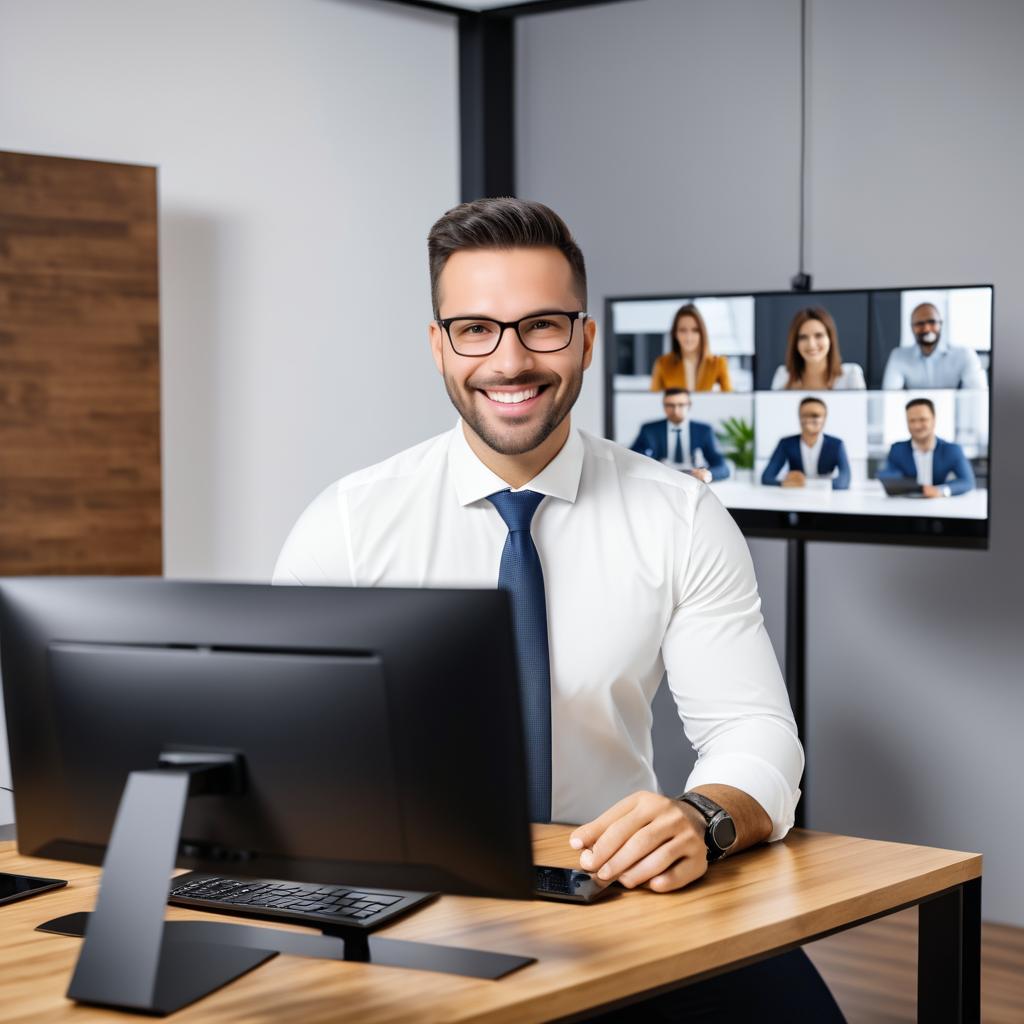 Manager Engaging in Video Conference