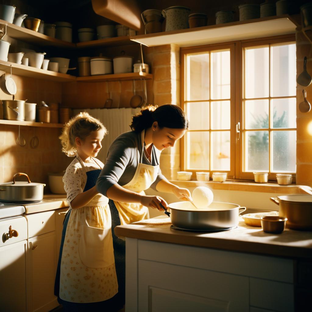 Nostalgic Mother-Child Baking Moment