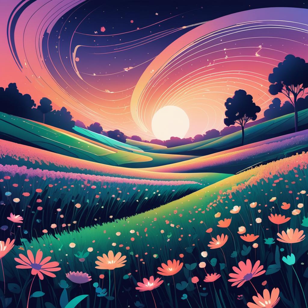 Dreamy Ambient Lighting Field Illustration