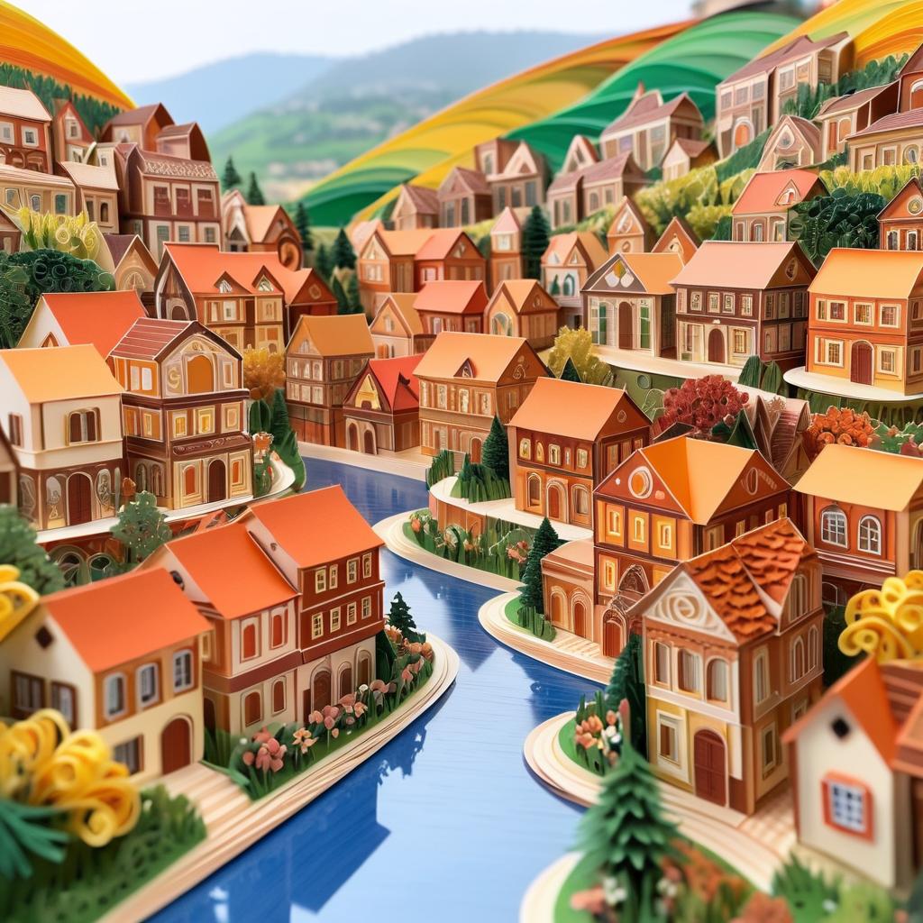 Charming Village in Multi-Dimensional Quilling