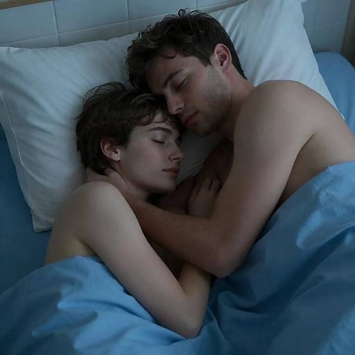 Intimate Sleepy Embrace in Blue Light