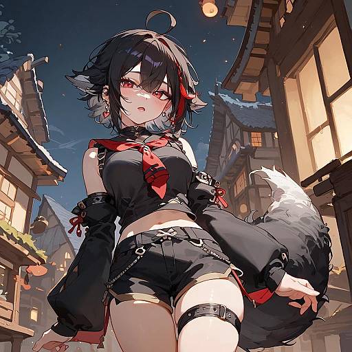 Midnight Foxgirl in Black Attire