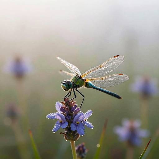 Glass-Winged Dragonfly in Alpine Meadow