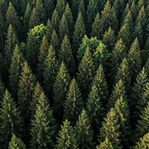 Photorealistic Aerial View of Pine Forest