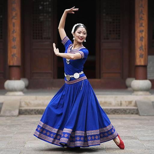 Woman in Blue Dress Dancing