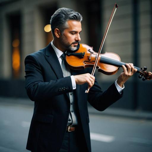 Elegant Violinist Playing Outdoors