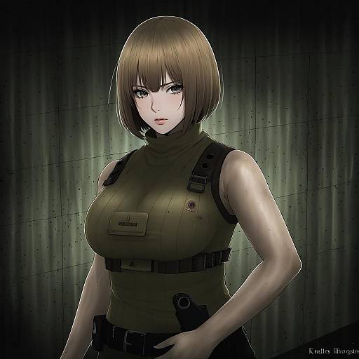 Illustration of Ashley graham, resident evil in the style of Inugami kira