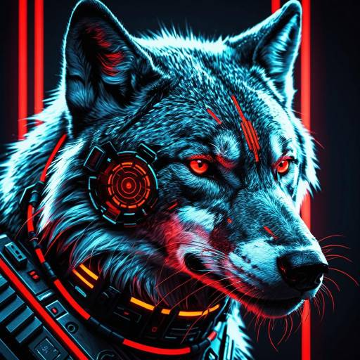 Futuristic Cyber Wolf with Glowing Circuitry