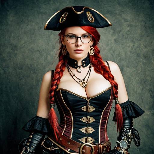 Steampunk Pirate Woman with Red Hair
